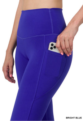 Bright blue yoga pants