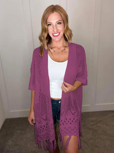 Plum knit cardigan