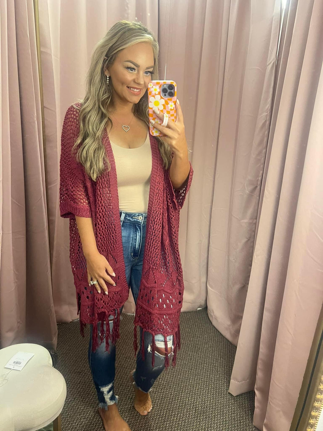 Plum knit cardigan