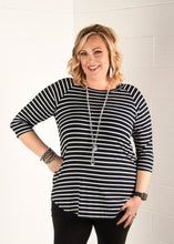 Load image into Gallery viewer, Black and white striped raglan