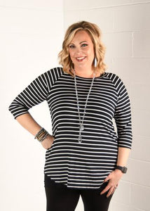 Black and white striped raglan