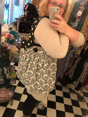 Large Black and White Handmade Purse