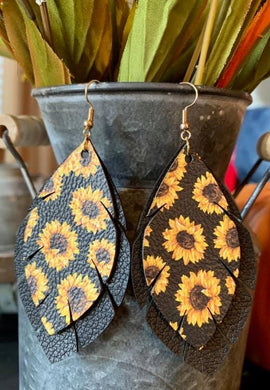 Sunflower Leather Earrings