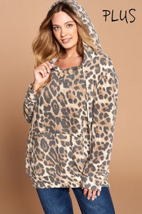 Curvy Leopard Print Hoodie