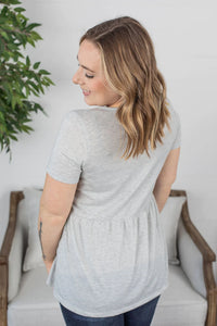 Heather Grey Ruffle Top