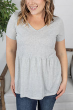 Load image into Gallery viewer, Heather Grey Ruffle Top