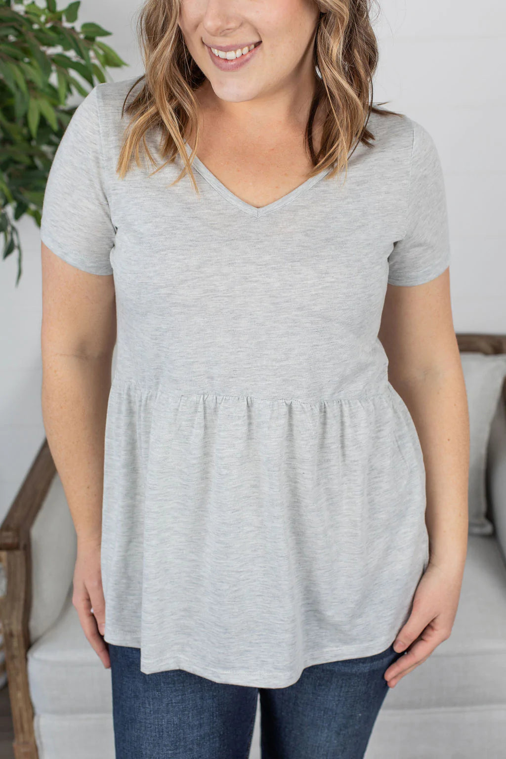 Heather Grey Ruffle Top