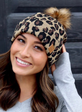 Leopard Pom Hat (Adult and Kid)