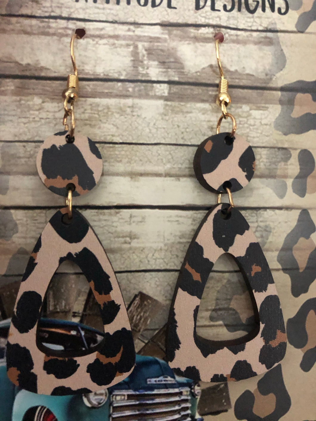 Wooden Animal Print Earrings