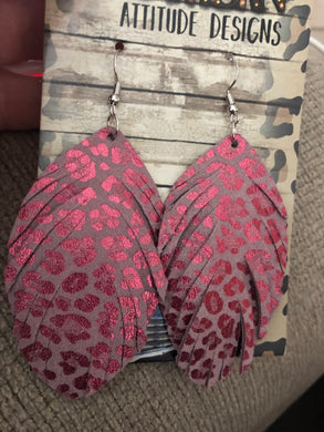 Pink Leather Earrings