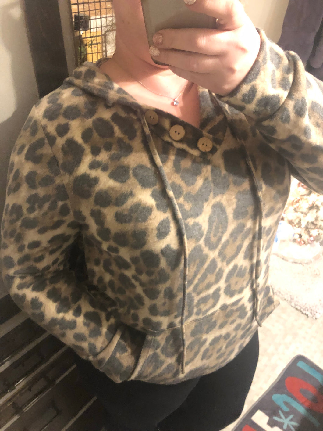 Curvy Leopard Print Hoodie