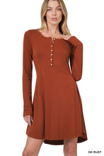 Load image into Gallery viewer, Dark Rust button dress