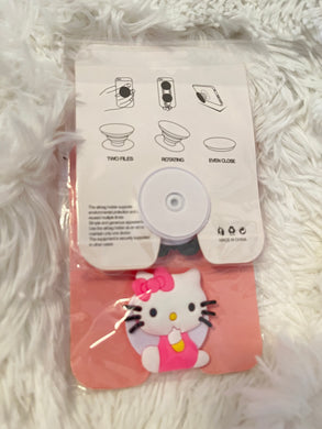 Pink Kitty With Yellow Phone Holder