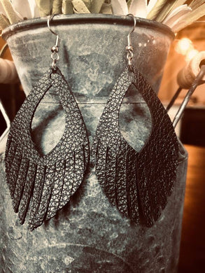 Black Fringe Leather Earrings