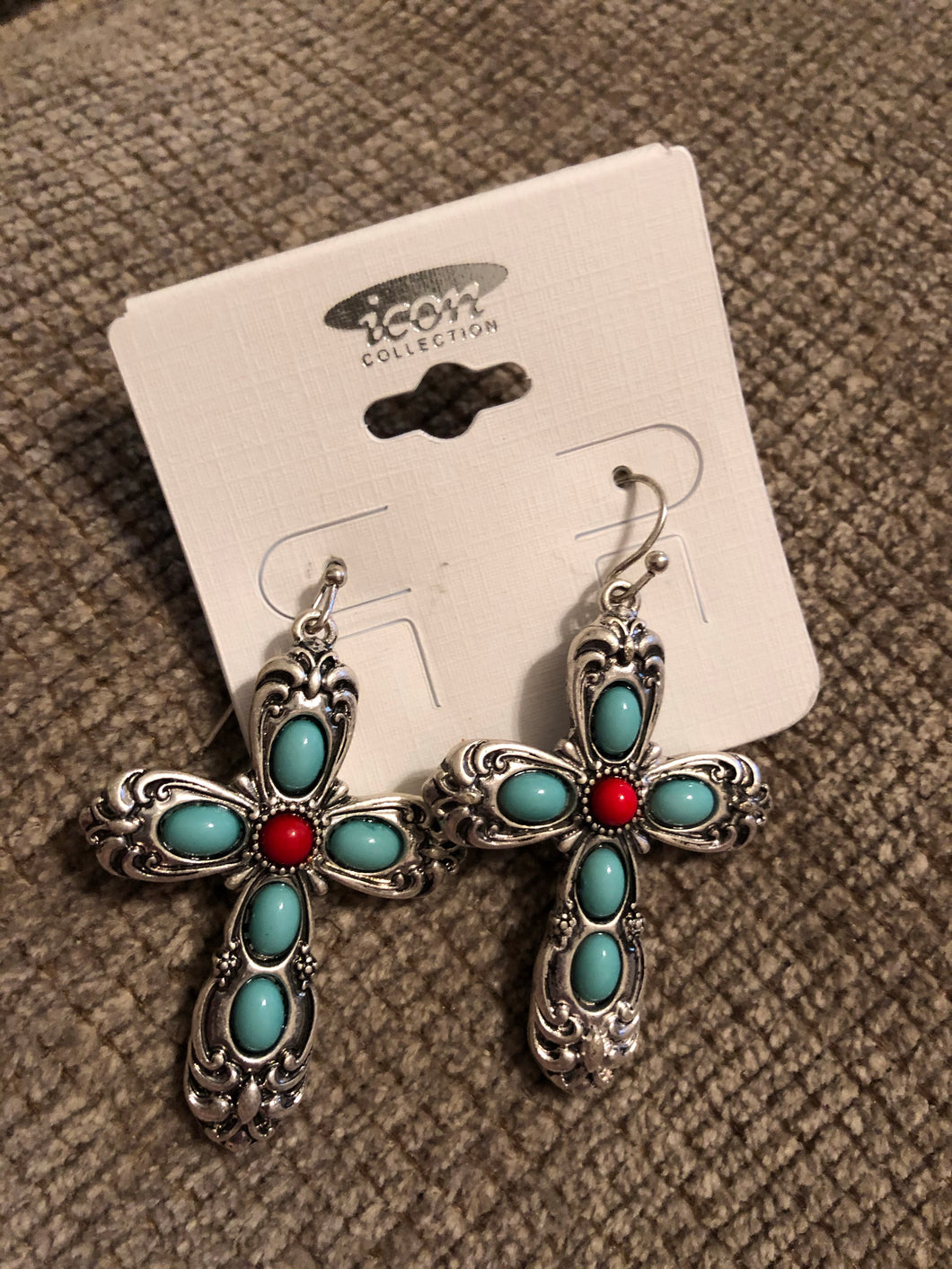 Earrings- Turquoise Cross